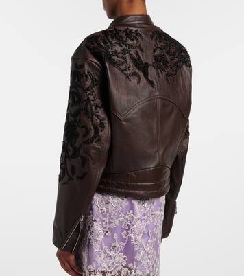 Beaded leather jacket | Jacques Wei