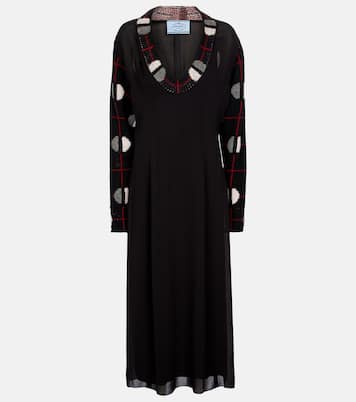 Vestido midi de crepé de lana y seda | Prada