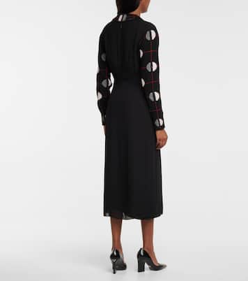 Vestido midi de crepé de lana y seda | Prada