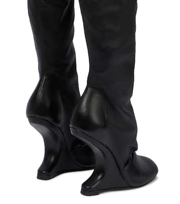 Cantilever leather over-the-knee boots | Rick Owens