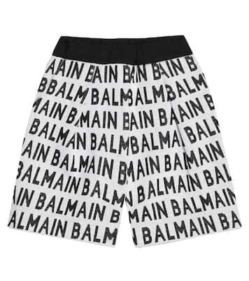 Shorts en jacquard de algodón con logo | Balmain Kids