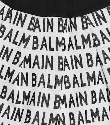 Shorts en jacquard de algodón con logo | Balmain Kids