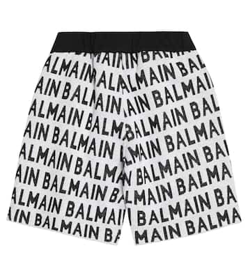 Shorts en jacquard de algodón con logo | Balmain Kids