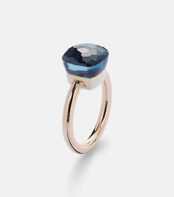 Ring Nudo Classic aus 18kt Rosé- und Weißgold mit London Blue Topas | Pomellato