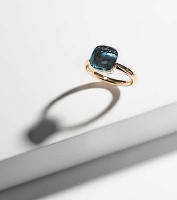 Ring Nudo Classic aus 18kt Rosé- und Weißgold mit London Blue Topas | Pomellato