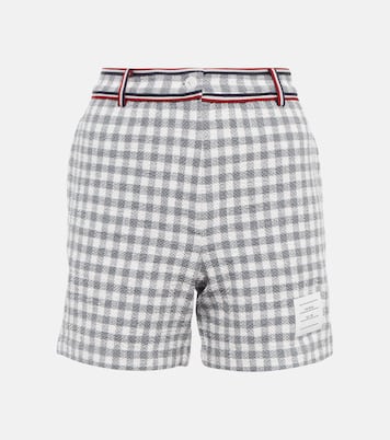 Shorts a vita alta in cotone a quadretti | Thom Browne