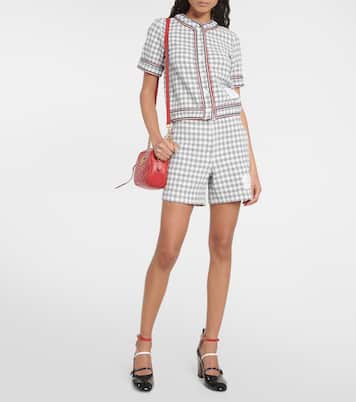 Shorts a vita alta in cotone a quadretti | Thom Browne