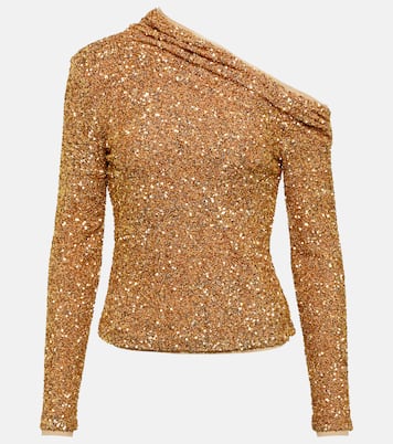 Top à encolure bardot et à sequins | Self-Portrait