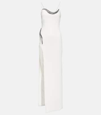 Robe longue en crêpe à ornements | David Koma