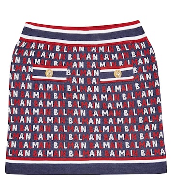 Falda de mezcla de algodón con monograma en jacquard | Balmain Kids