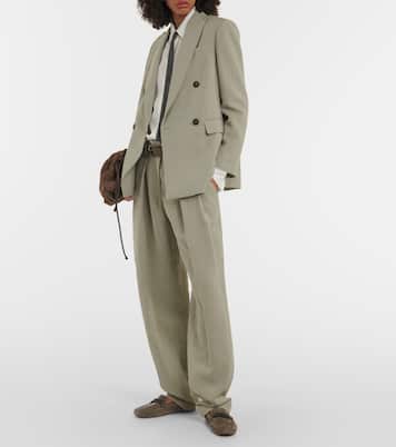 Pantaloni a gamba larga in twill | Brunello Cucinelli
