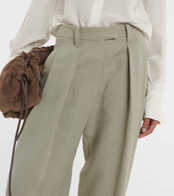 Pantaloni a gamba larga in twill | Brunello Cucinelli