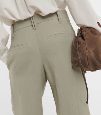 Pantaloni a gamba larga in twill | Brunello Cucinelli