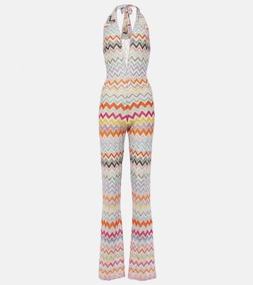 Mono de lamé con cuello halter en zigzag | Missoni