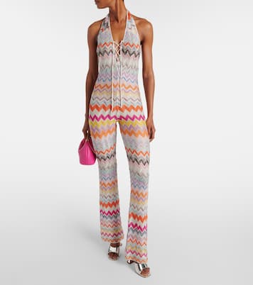 Mono de lamé con cuello halter en zigzag | Missoni