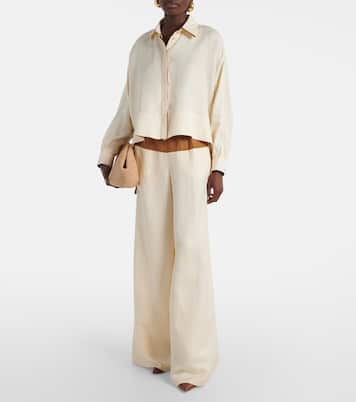 Pantaloni Gestro a gamba larga in lino e seta | Max Mara