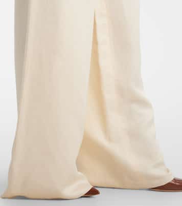 Pantaloni Gestro a gamba larga in lino e seta | Max Mara