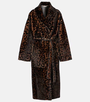 Imani leopard-print shearling wrap coat | Nour Hammour