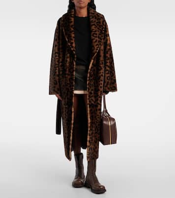 Imani leopard-print shearling wrap coat | Nour Hammour