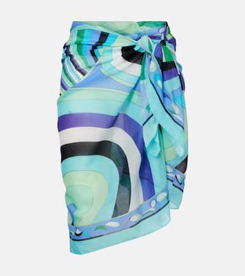 Pesci printed cotton beach cover-up | Pucci