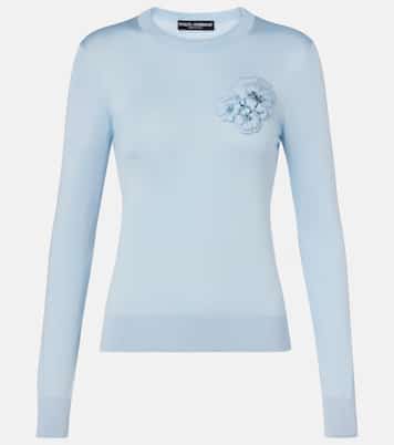 Floral-appliqué silk sweater | Dolce&Gabbana