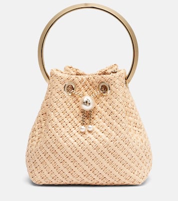 Bon Bon Small embellished raffia tote bag | Jimmy Choo