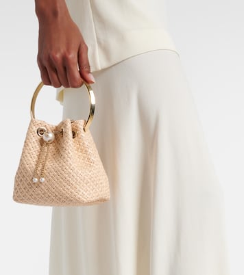 Bon Bon Small embellished raffia tote bag | Jimmy Choo