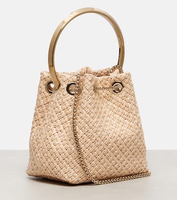 Bon Bon Small embellished raffia tote bag | Jimmy Choo