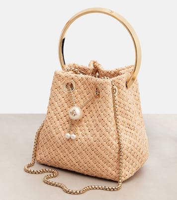 Bon Bon Small embellished raffia tote bag | Jimmy Choo