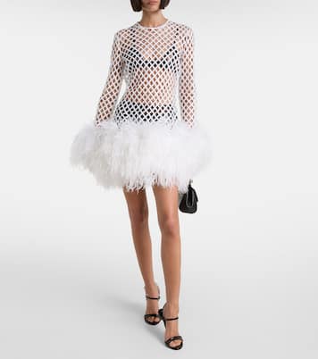 Feather-trimmed sequined minidress | Dolce&Gabbana