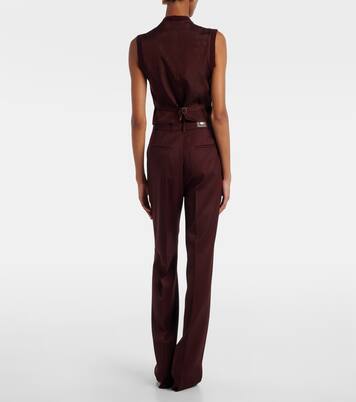 Madre paneled wool-blend and satin vest | Max Mara