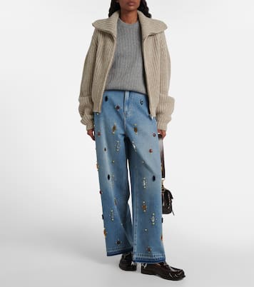 Embellished high-rise wide-leg jeans | Xu Zhi