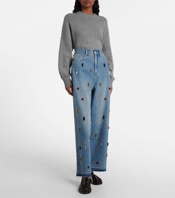 Embellished high-rise wide-leg jeans | Xu Zhi