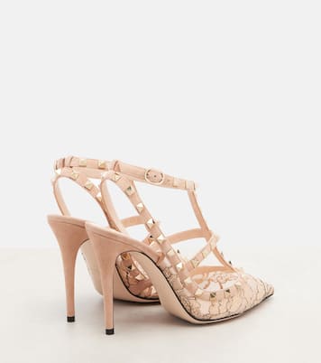 Rockstud 100 lace and leather pumps | Valentino Garavani