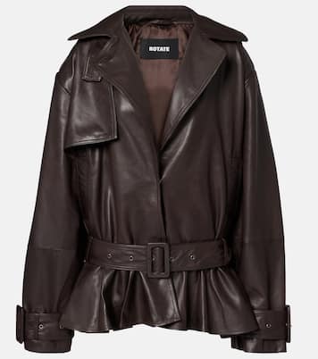 Belted leather biker jacket | Rotate