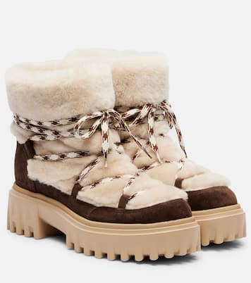 Schnürstiefel aus Veloursleder und Shearling | Hogan