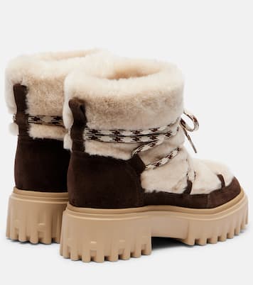 Schnürstiefel aus Veloursleder und Shearling | Hogan