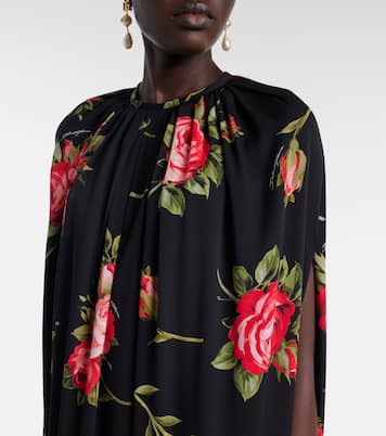 Floral caped silk-blend gown | Dolce&Gabbana