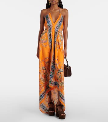 Paisley asymmetric open-back maxi dress | Etro