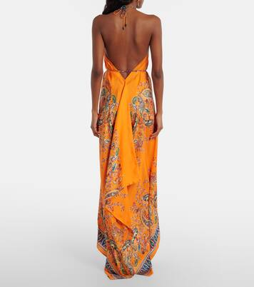 Paisley asymmetric open-back maxi dress | Etro
