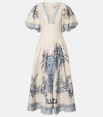 Vestido midi Villa Romantica en mezcla de lino | Alémais