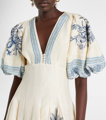 Vestido midi Villa Romantica en mezcla de lino | Alémais