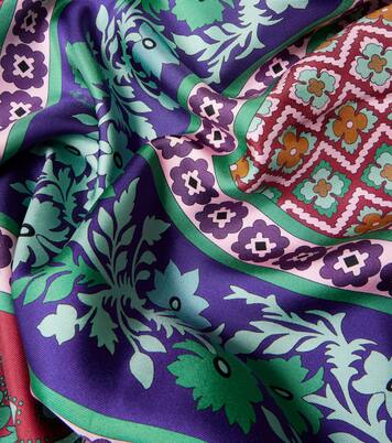 Fringed printed silk twill scarf | La DoubleJ