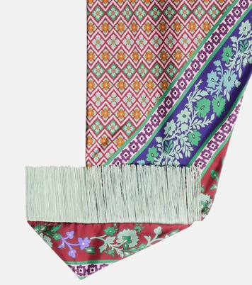 Fringed printed silk twill scarf | La DoubleJ