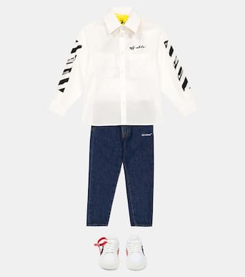 Camisa en popelín de algodón estampada | Off-White Kids