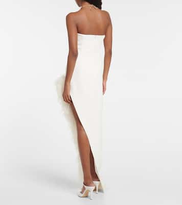 Feather-trimmed cady gown | David Koma