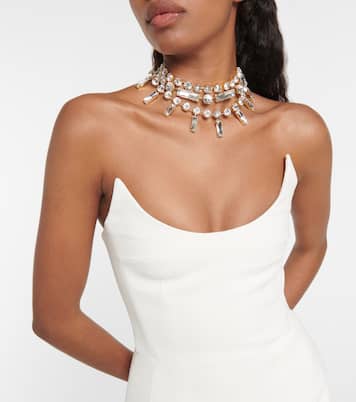 Feather-trimmed cady gown | David Koma