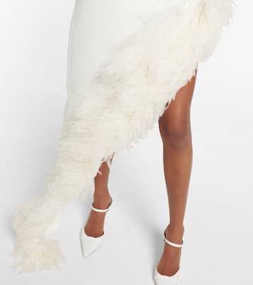 Feather-trimmed cady gown | David Koma