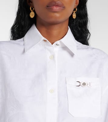Camicia cropped Barocco in cotone | Versace