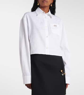 Camicia cropped Barocco in cotone | Versace
